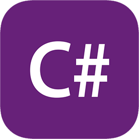 لوگوی زبان برنامه‌نویسی سی‌شارپ با پس‌زمینه بنفش و حرف C# سفید