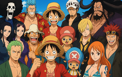 تمام شخصیت‌های اصلی، فرعی، مثبت و منفی انیمیشن وان پیس (One Piece) در یک تصویر جذاب و رنگارنگ