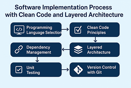 فرآیند پیاده‌سازی نرم‌افزار با رعایت اصول کدنویسی تمیز و ساختار لایه‌ای