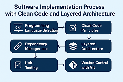 فرآیند پیاده‌سازی نرم‌افزار با رعایت اصول کدنویسی تمیز و ساختار لایه‌ای