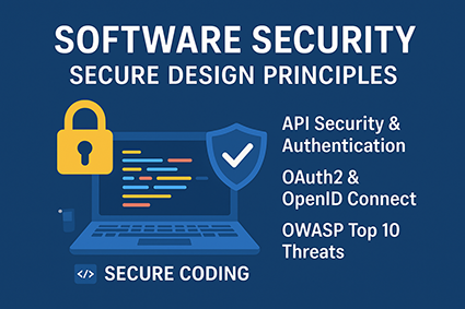 این تصویر نمایانگر اصول امنیت نرم‌افزار و بهترین شیوه‌های طراحی و کدنویسی امن است.